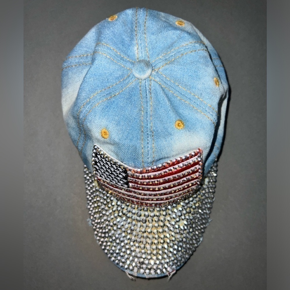 Y2K American Flag Rhinestone Hat - Picture 3 of 10